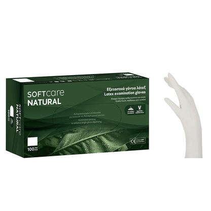 Γάντια Latex Soft Care NATURAL με πούδρα - λευκά (100 τμχ) - 110_201