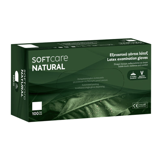 Γάντια Latex Soft Care NATURAL με πούδρα - λευκά (100 τμχ) - 110_201