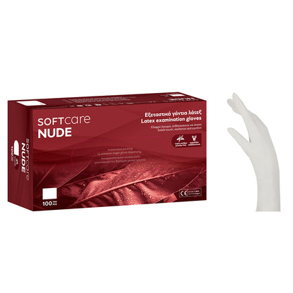 Γάντια Latex Soft Care NUDE χωρίς πούδρα - λευκά (100τεμ) - 110_202