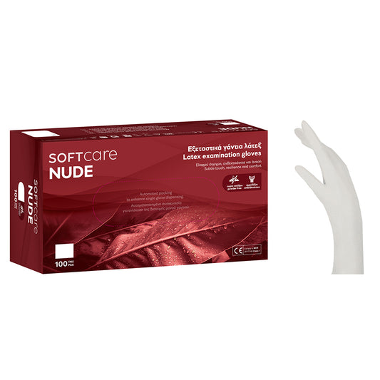 Γάντια Latex Soft Care NUDE χωρίς πούδρα - λευκά (100τεμ) - 110_202