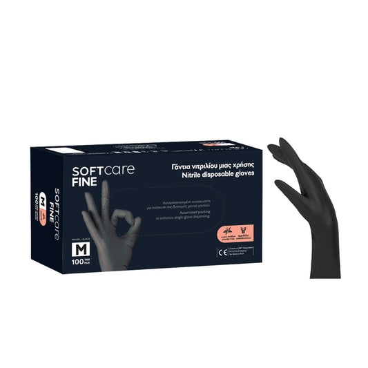 Γάντια νιτριλίου Soft Care Fine - Μαύρο (100τεμ) - 110_293