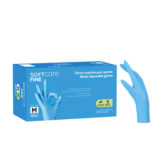 Γάντια νιτριλίου Soft Care Fine - Γαλάζιο (100τεμ) - 110_294